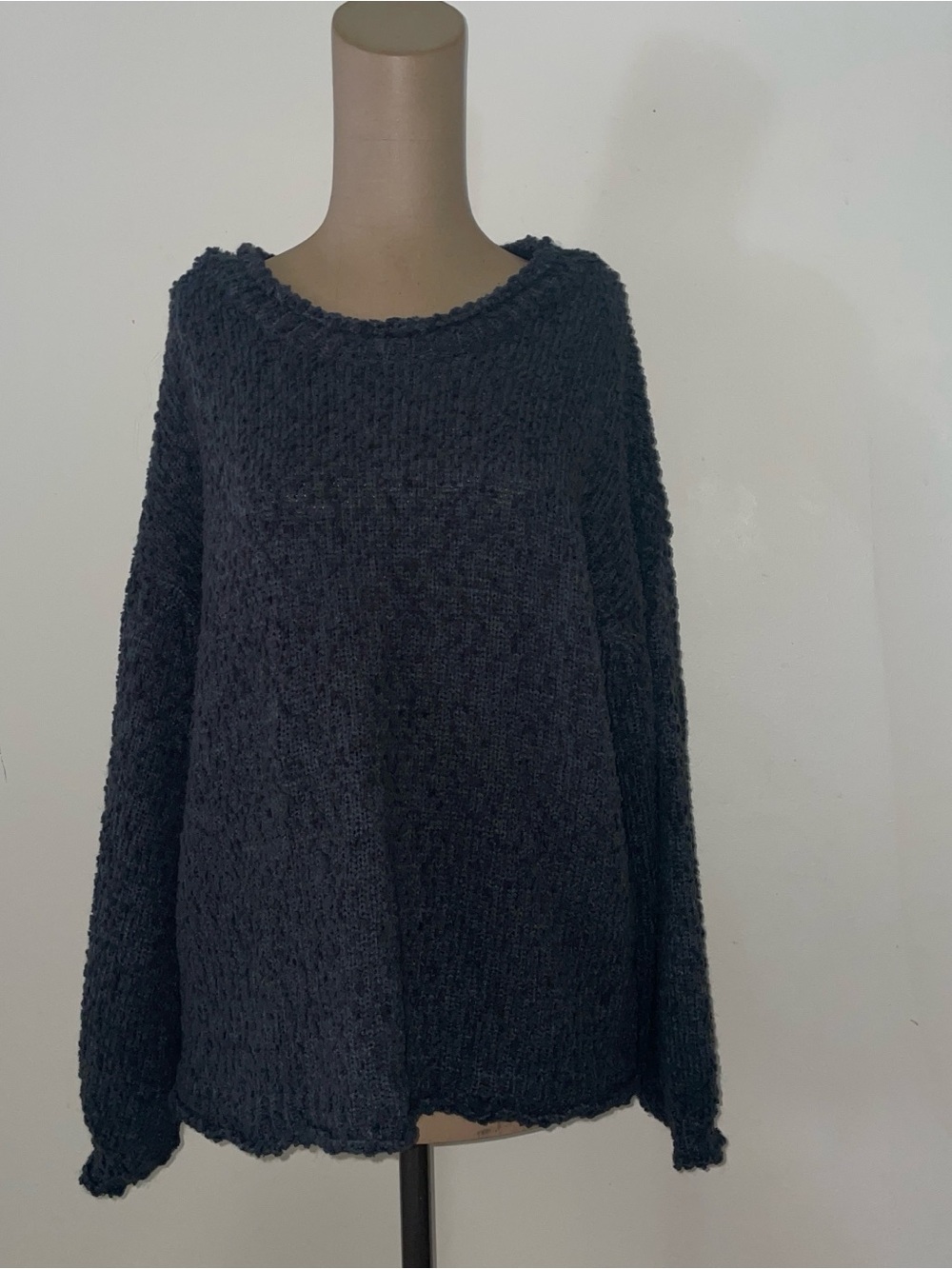 POL Textured Black Crew Neck Sweater